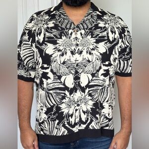 Zara Black and White Floral Men's Shirt
